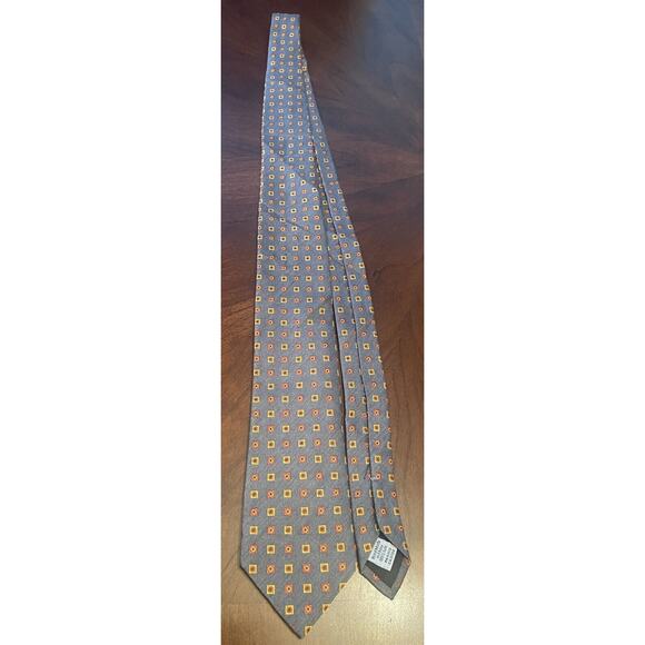 Geoffrey Benne Gray Orange Gold Hand Made 100% Silk Men’s Neck Tie Made In China - Picture 3 of 9